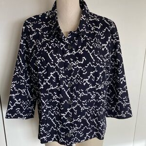 NEW—Christopher & Banks Navy and White Patterned Blazer